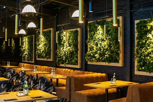 Vertikale Pflanzenwand in einem Restaurant von Naturewalls.