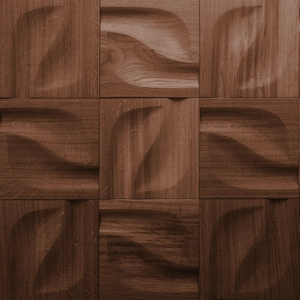 Holzpaneel mit dem Paneel Walnuss Impressions von Karim Rashid der Designer-Serie von Naturewalls x Form At Wood.