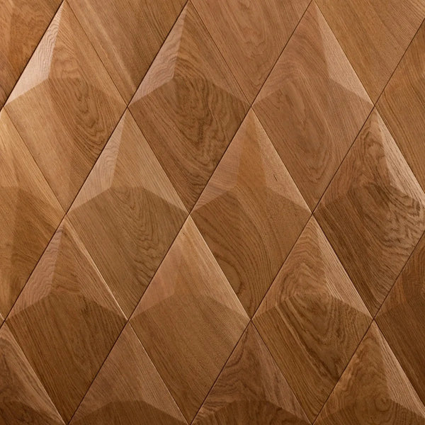 Holzpaneel Wand Pyramid der Edge-Serie in Eiche von Naturewalls x Form At Wood.