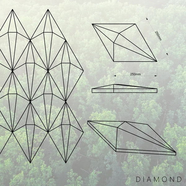 Holzpaneel Pyramid der Edge-Serie in Walnuss mit Abmessungen von Naturewalls x Form At Wood.