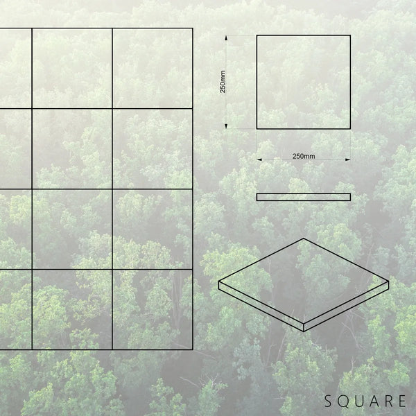Holzpaneel Square der Flat-Serie in Eiche mit Abmessungen von Naturewalls x Form At Wood.